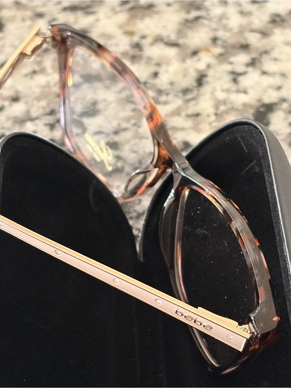 bebe Tortoise and Gold Accent Square Eyeglasses